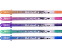 Gelschrijver Sakura Gelly Roll Silver Shadow set à 5 kleuren