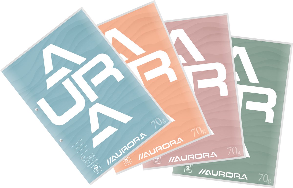 Aurora Splendid cursusblok, ft A4, 70 g/m², 2-gaatsperforatie, gelijnd, 100 vel 10 stuks