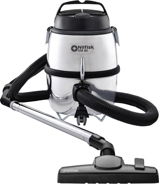 Nilfisk GM 80C Zwart alu – Robuuste stofzuiger met 780W zuigkracht, 6,25 L capaciteit & blaasfunctie voor huis en werkplaats