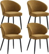 Bol.com Colenis® - Ruby Eetkamerstoel - Set Van 4 – Cappuccino – Bouclé - Design aanbieding