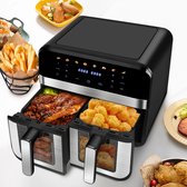 Bol.com Heteluchtfriteuse – Airfryer - Airfryer Oven - 15L - Dubbele Zones - 2600W - 240V - 8 Programma’s - Dubbele Mand XL -Tou... aanbieding