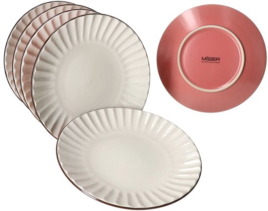 Set van 6 OSITA ROSE steengoed gebaksbordjes voor 6 personen - 674470
