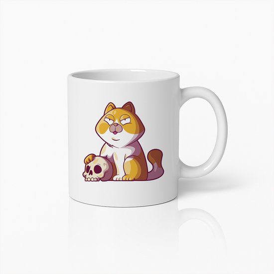 Mug Chat mystérieux avec crâne – Cadeau gothique Uniek pour les amoureux des animaux