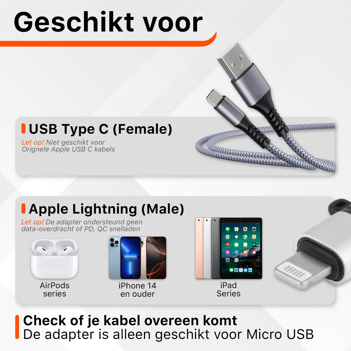 2x Usb C Verloop Converter - geschikt voor Apple Lightning naar USB-C (Female) - OTG Adapter - Verloopstuk geschikt voor AirPods, AirPods Pro en AirPods Max met Lightning, iPad en iPhone 14 13 12 11 X naar USB C Verloopstuk Koppelstuk – foto 5