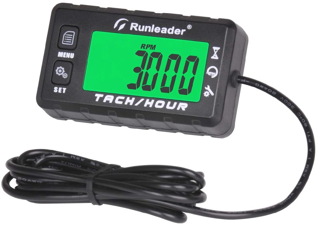 Digitale toerenteller voor kleine motoren met groot LCD-display en RPM-waarschuwing
