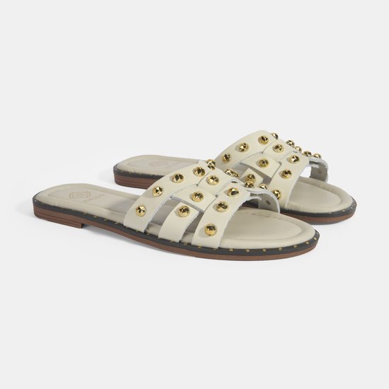 DESA Pantoufles Cuir Blanc Femme Astuce de chaussure: ouvert Taille: 38 EU