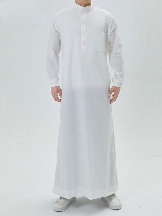 Thoby3 - White Desert - Gebroken Wit - Satijn geweven katoen - Islamitische Kleding/Producten – Qamis/Djellaba/Thobe/Abaya/Kandora/Gebedskleding voor Mannen/Heren