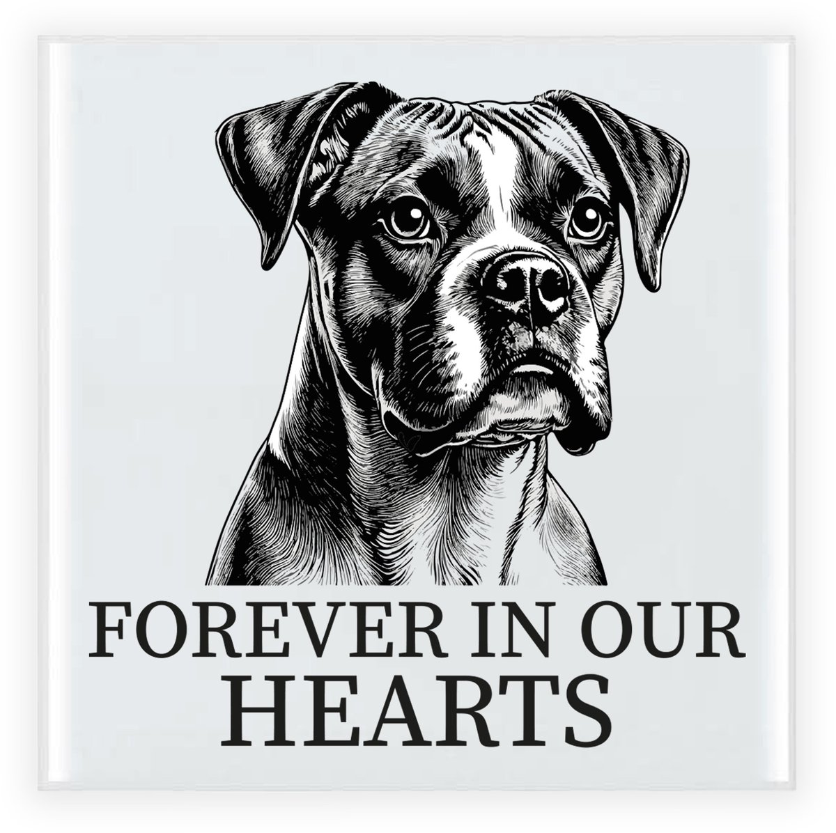Bellatio Decorations Herdenkings cadeau tegel - hondenliefhebber - Boxer hond - zwart/wit - 15 cm