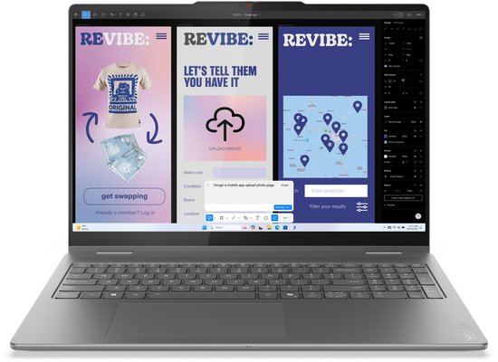 Lenovo Yoga 7 2-in-1 16ILL10 Copilot+ PC Intel Core Ultra 7 258V Hybride (2-in-1) 40,6 cm (16") Touchscreen WUXGA 32 GB LPDDR5x-SDRAM 1 TB SSD Wi-Fi 7 (802.11be) Windows 11 Home Engels Grijs