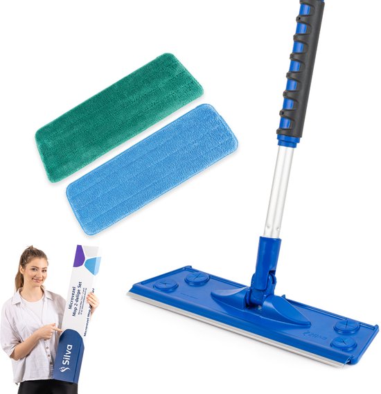 Silva - Ensemble raclette sol en microfibre - Manche télescopique réglable