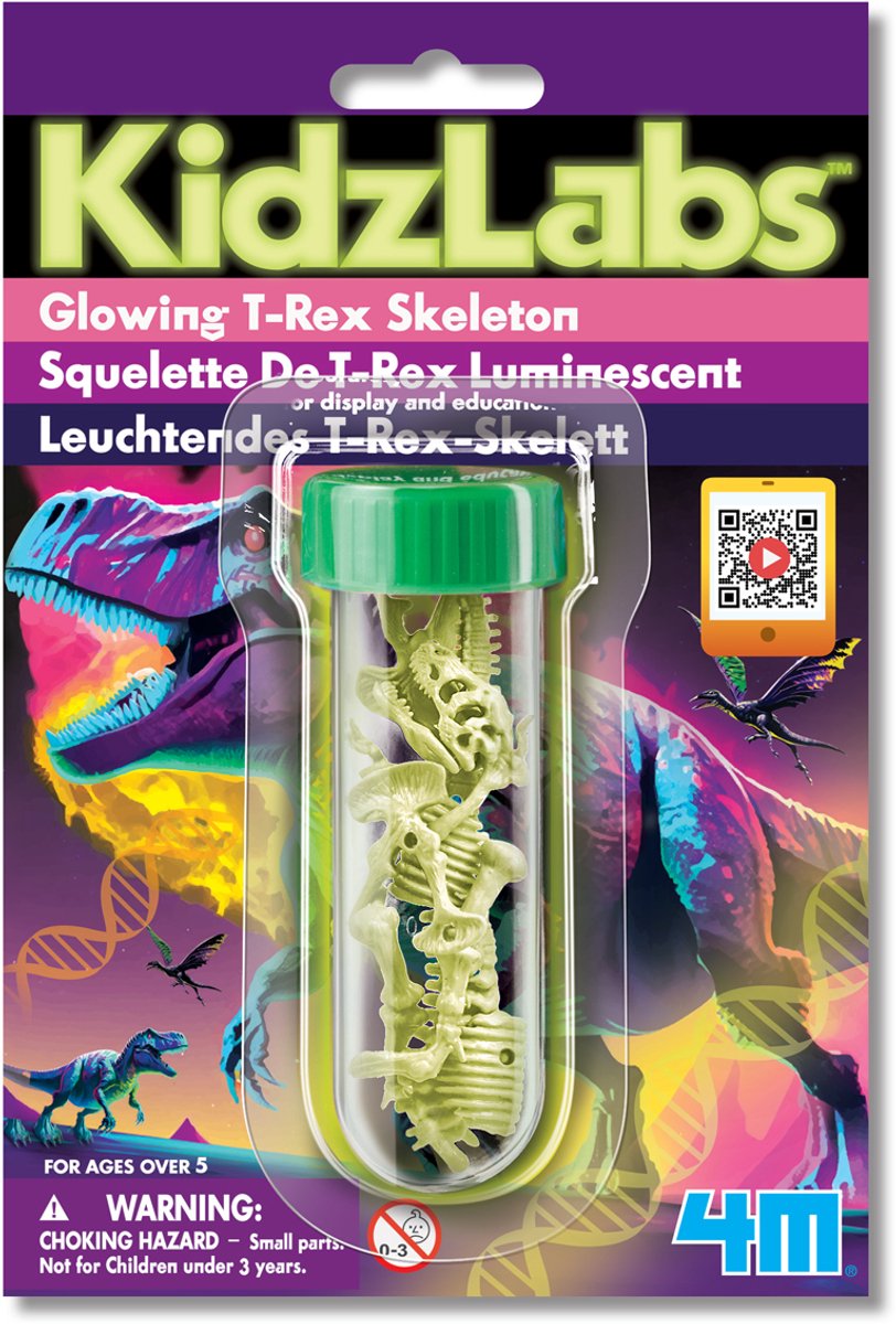 4M glow in the dark dino - t-rex skelet - wetenschap en spel - modelbouw - kidzlabs - 5+ afbeelding
