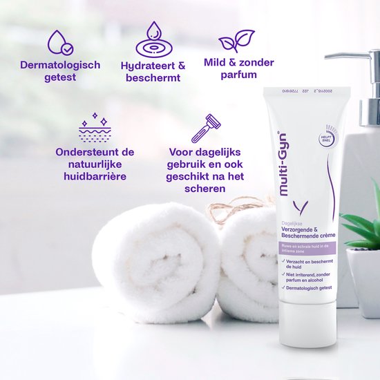 Multi-Gyn CalmingCream Verzorgende & Beschermende crème 50 g - Intieme verzorging voor directe verlichting van jeuk en irritatie, Vaginale crème voor kalmerend effect, tegen droge huid, klinisch bewezen, voor dagelijks en uitwendig gebruik