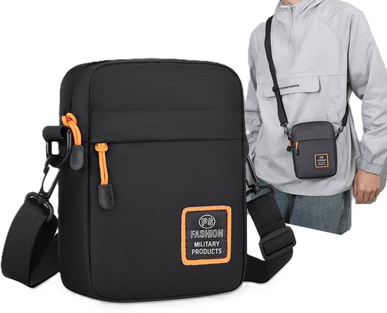 Sac bandoulière homme | Portefeuille | Sac banane | Sac bandoulière | Sac de voyage | Sac pour téléphone | Hydrofuge | Zwart
