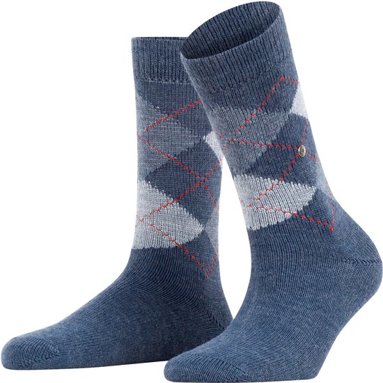 Burlington Whitby gedessineerd materiaal sokken dames blauw - maat 36-41
