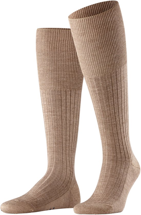 Chaussettes hautes FALKE Bristol Pure côtelées unies en laine homme marron - taille 39-40