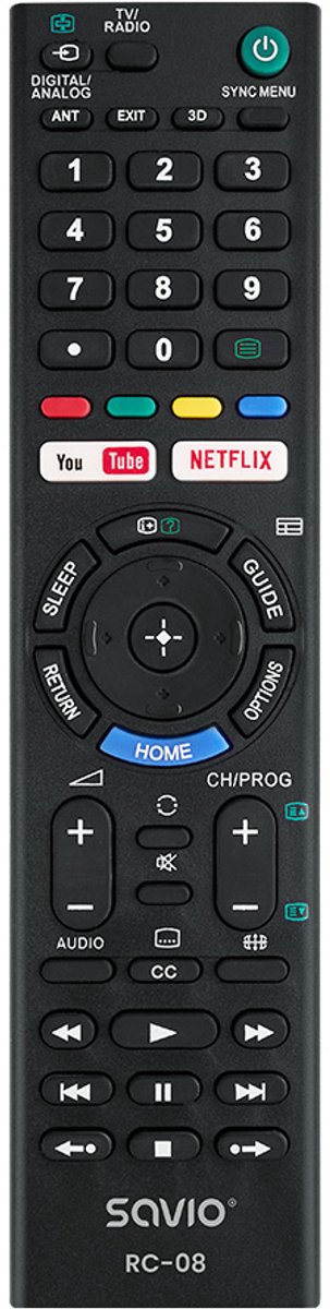 Savio RC-08 afstandsbediening TV Drukknopen