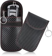 2-pack - Antidiefstal Beschermhoesje voor Autosleutel - Autosleutel RFID Antidiefstal - Faraday Kooi Hoesje - RFID-signaalblokkerende sleutelhangerbeschermer voor auto's - glasvezel antidiefstalhoes - zwart