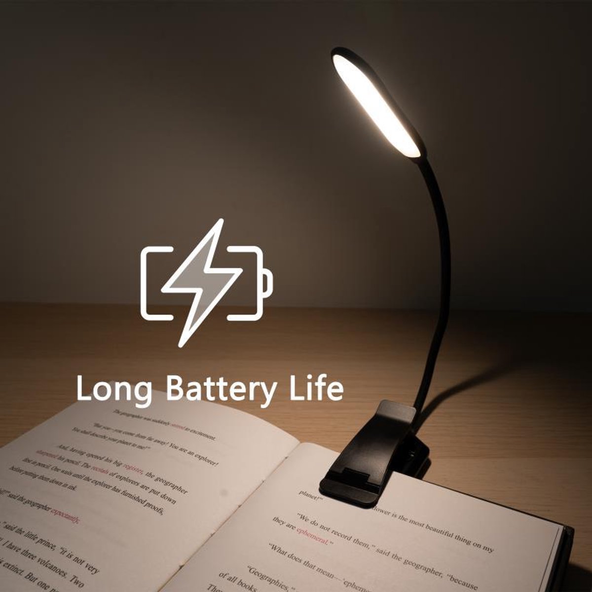 Boeklamp met 3 lichtkleuren en dimmer / Oplaadbare leeslamp