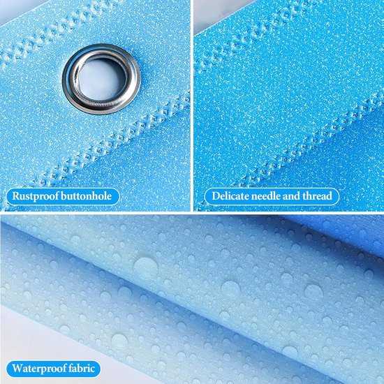 Rideau de douche - Anti-moisissure - Polyester lavable - Imperméable - Convient pour salle de bain et baignoire - 180 x 200 cm - Blauw