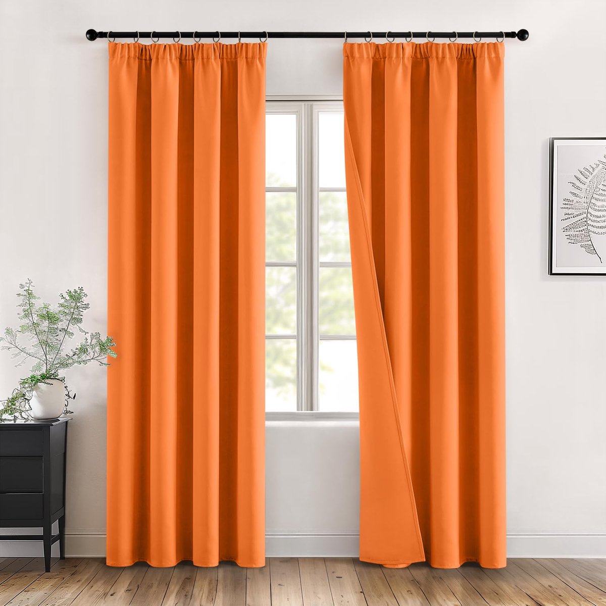 Ibenzoa Modern en Functioneel Verduisterend Gordijnenset voor Woon- en Slaapkamer - Oranje, 140 x 260 cm, Set van 2