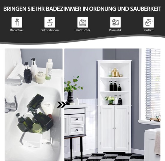 Yaheetech Badkamerkast, badkamerkast, flexibele schuifladen Yaheetech Badkamerkast, badkamerkast, flexibele schuifladen