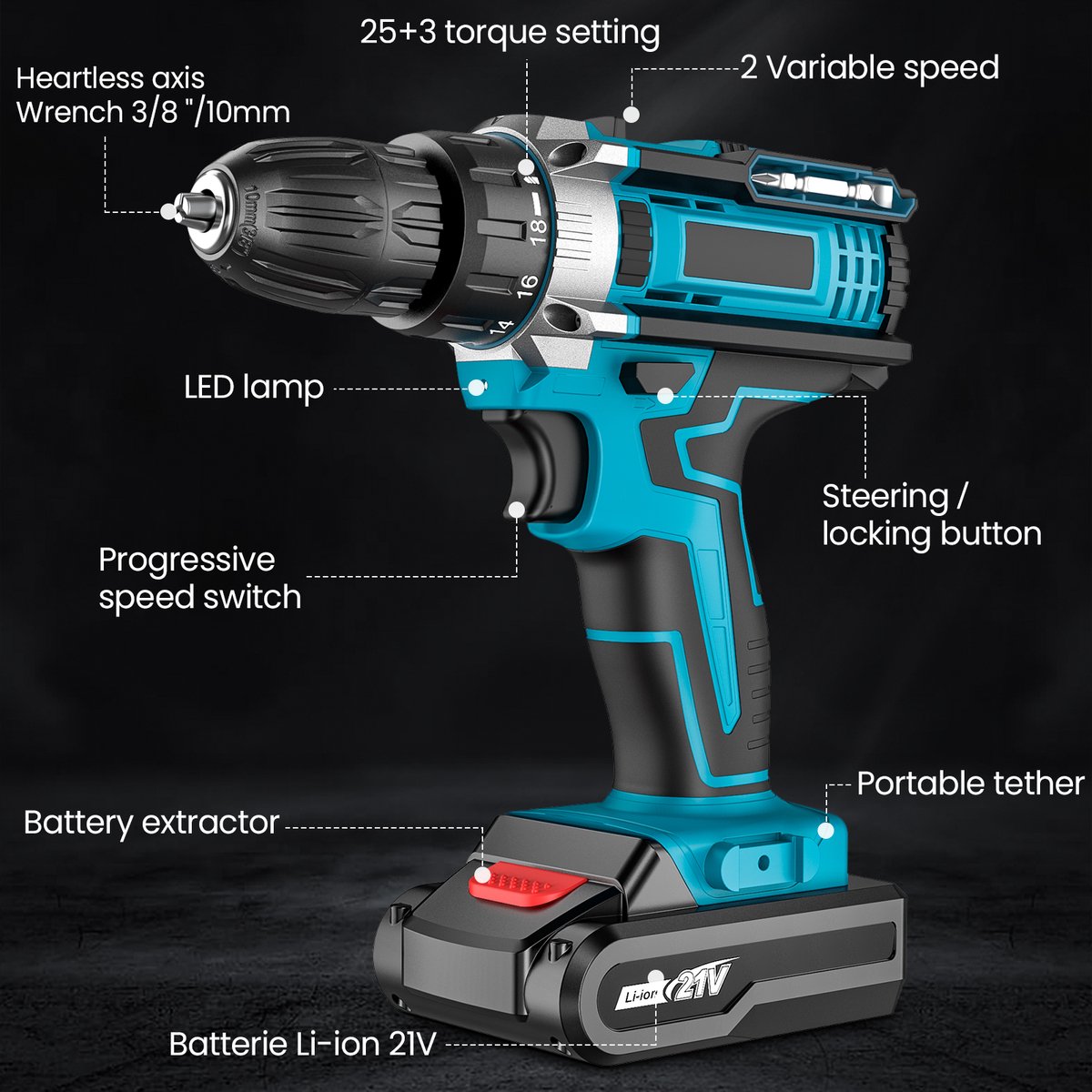 Ensemble De Perceuse Électrique Sans Fil - 2000 Tr-Min Perceuse
