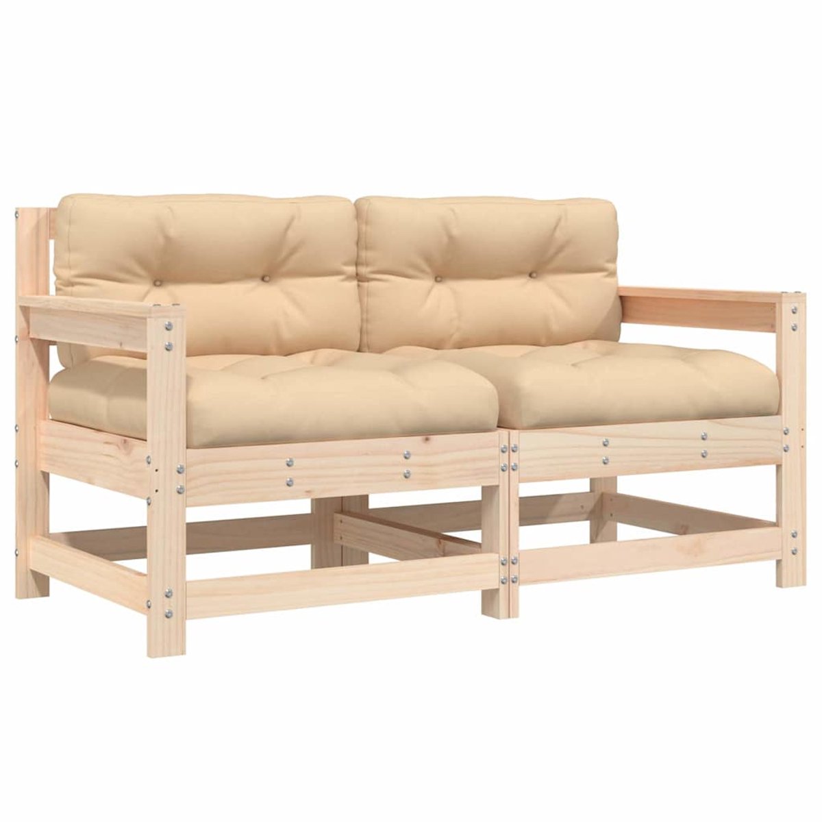 vidaXL - Tuinstoelen - 2 - st - met - kussens - massief - grenenhout