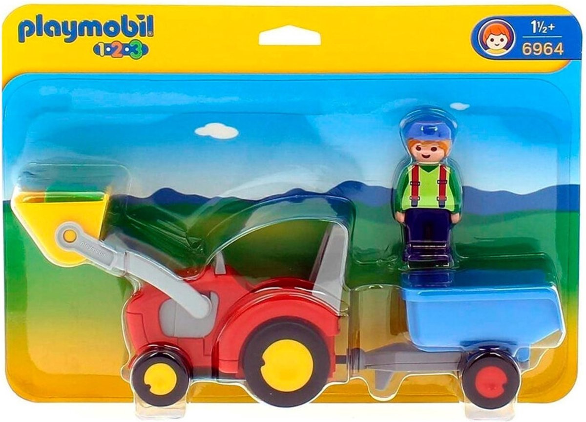 PLAYMOBIL 1.2.3 Boer met tractor en aanhangwagen - 6964 — afbeelding 4