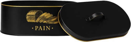 Corbeille à Pain Pain Métal - Zwart et Goud - 33 x 18 x 12 CM