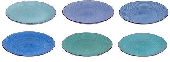 Assiettes plates Cookinglife Delice Blauw ø 26,5 cm – Set de 6 – Convient pour les plats principaux et les présentations – Faïence avec glaçure bleu foncé brillant – Robuste, passe au lave-vaisselle et au micro-ondes – Design Elegant et intemporel