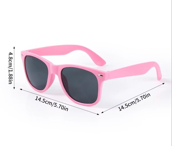 Wayfarer Classic zonnebril - Rechthoekig Roze Montuur - Zwarte Glazen - Bril Hipster Vintage Retro Dames Heren Vierkant Rechthoekige Classic | Carnavalsbril | Festival bril| Retro Zonnebril | Zonnebril Heren | Zonnebril Dames | Roze — afbeelding 5