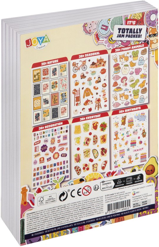 Stickerboek Volwassenen XL - 7500 Stickers voor Bullet Journal - Scrapbook - Journaling - Stickervellen en Losse Stickers - 180 Pagina's - Joya Creative