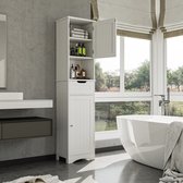 Bealife AP13 Badkamerkasten Hoog Vloerkast- Smalle Badkamermeubel met 5 Vakken en 2 Verstelbare Planken - Opbergkast met Deur voor Woonkamer Entree Keuken Slaapkamer - Vrijstaand - MDF - 40 x 30 x 170 cm - Wit