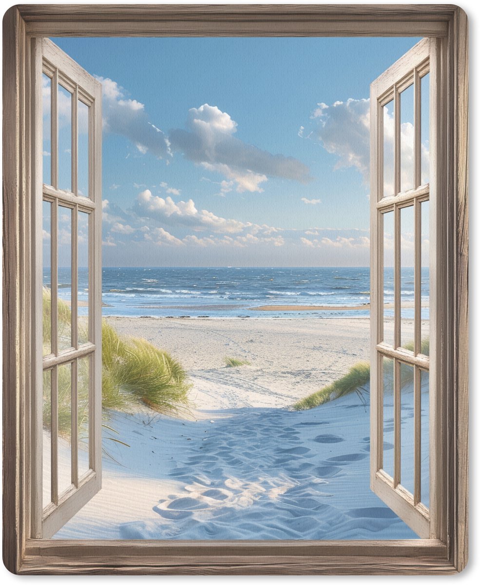 Muismat 19x23 cm - Mousepad Doorkijk - Strand - Raam - Duinen - Zee - Muismatten