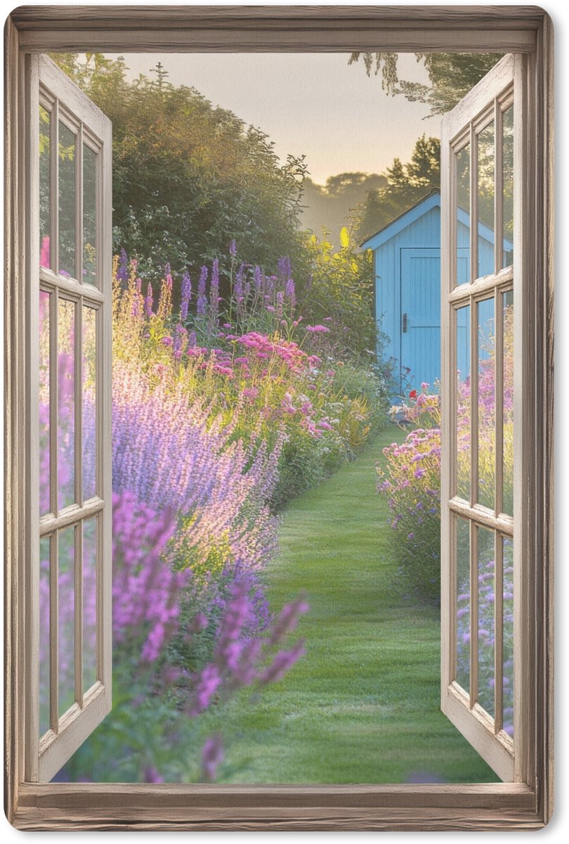 Muismat 18x27 cm - Mousepad Doorkijk - Bloemen - Raam - Natuur - Muismatten