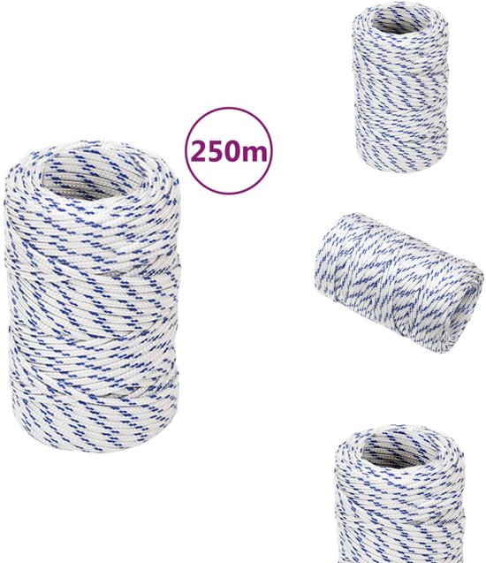 QUARKZMAN Polypropyleen touw, 3 mm, polypropyleen touw, 100m PP gevlochten lijn, textieltouw, lijn, nylon koord, scheurvast touw, kunststof touw voor