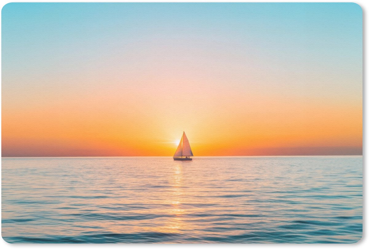 Muismat 27x18 cm - Mousepad Zee - Zeilboot - Zonsondergang - Muismatten