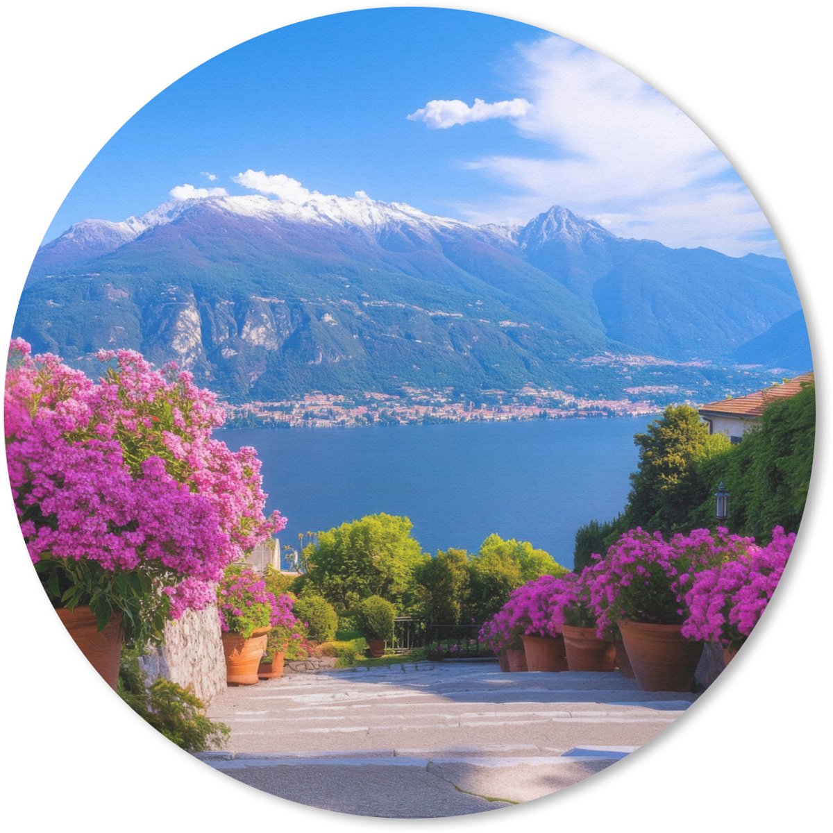 Muismat rond 50x50 cm - Mousepad Lake Como - Italië - Landschap - Ronde muismatten