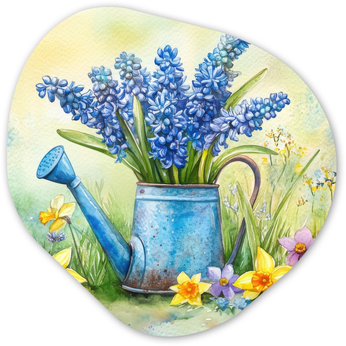 Organische wanddecoratie 40x40 cm - Organisch schilderij Gieter - Lavendel - Bloesems - Mu