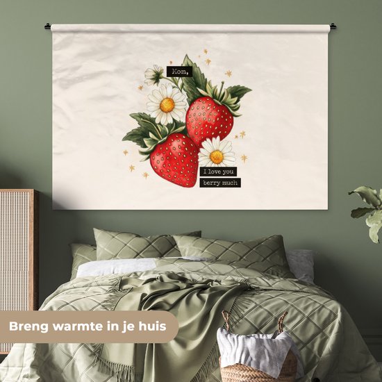 Tapisserie murale 180x120 cm - Fraises - Marguerites - Citation - Étoiles - Tapisseries