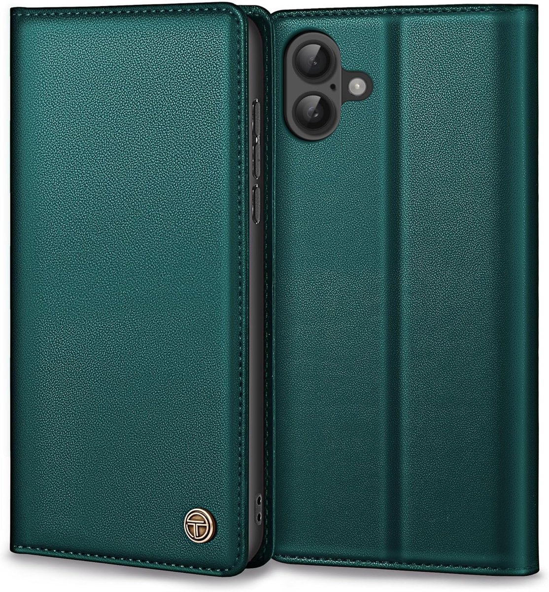 Zandarix Geschikt voor Apple iPhone 16 - Premium Lederen Hoes - Portemonneehoesje - Inklapbaar - Standfunctie - Book Case Hoesje - Donkergroen