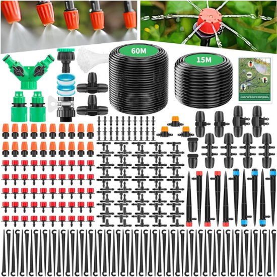Foto: Watermil drip systeem druppelslang druppelbuis zwarte druppelleiding voor besproeien van bloemperken en plantrijen waterbesparing 16mm 1 6 lph druppelafstand 33 cm 100m accessoire