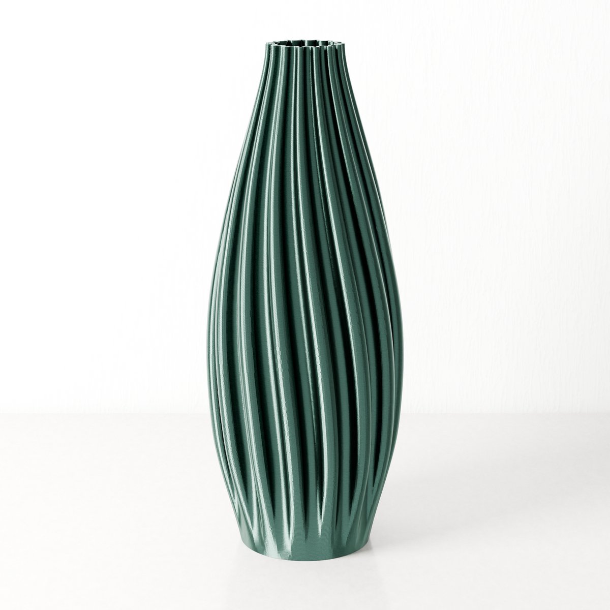 Fleuriek Grote Vaas Glanzend Groen - H50 cm - Luxe vaas voor zijden bloemen - Woonaccessoire van gerecycled plastic - Elegante kleurrijke vaas