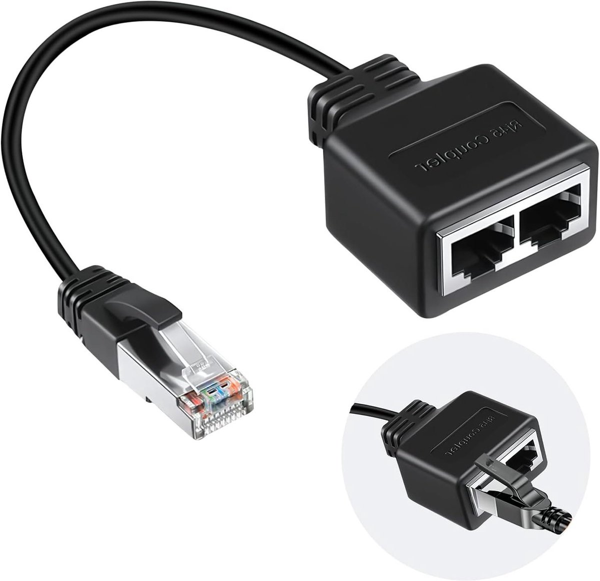 RJ45 splitter adapter - 1 naar 2 LAN-kabeladapter voor Ethernet Cat5 Cat5e Cat6 Cat7
