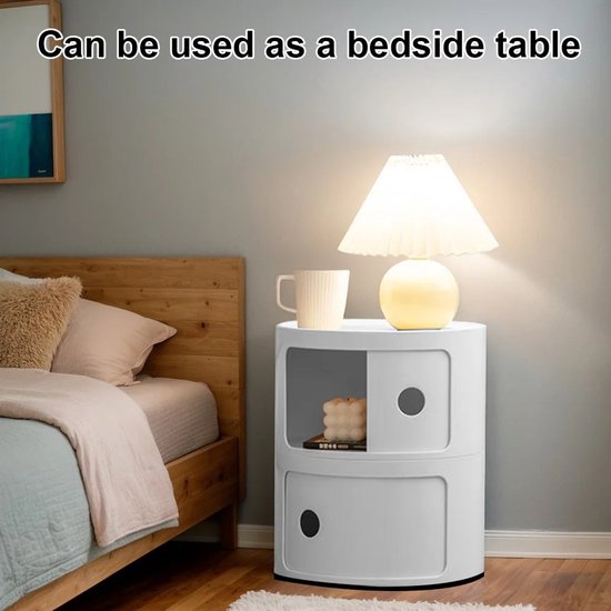 SoBuy Mobiele bijzettafel voor woonkamer - bijzettafel met wielen, laden en opbergruimte, ideaal bij de bank of het bed, 60 x 30 x 60 cm (l x d x h), FBT130-WN