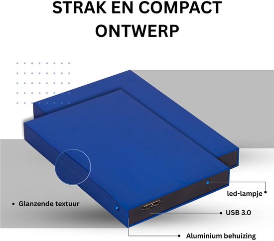 CRLYN® Harde Schijf Extern - Draagbare - 1TB Opslag - Blauw van Merkloos — afbeelding 4