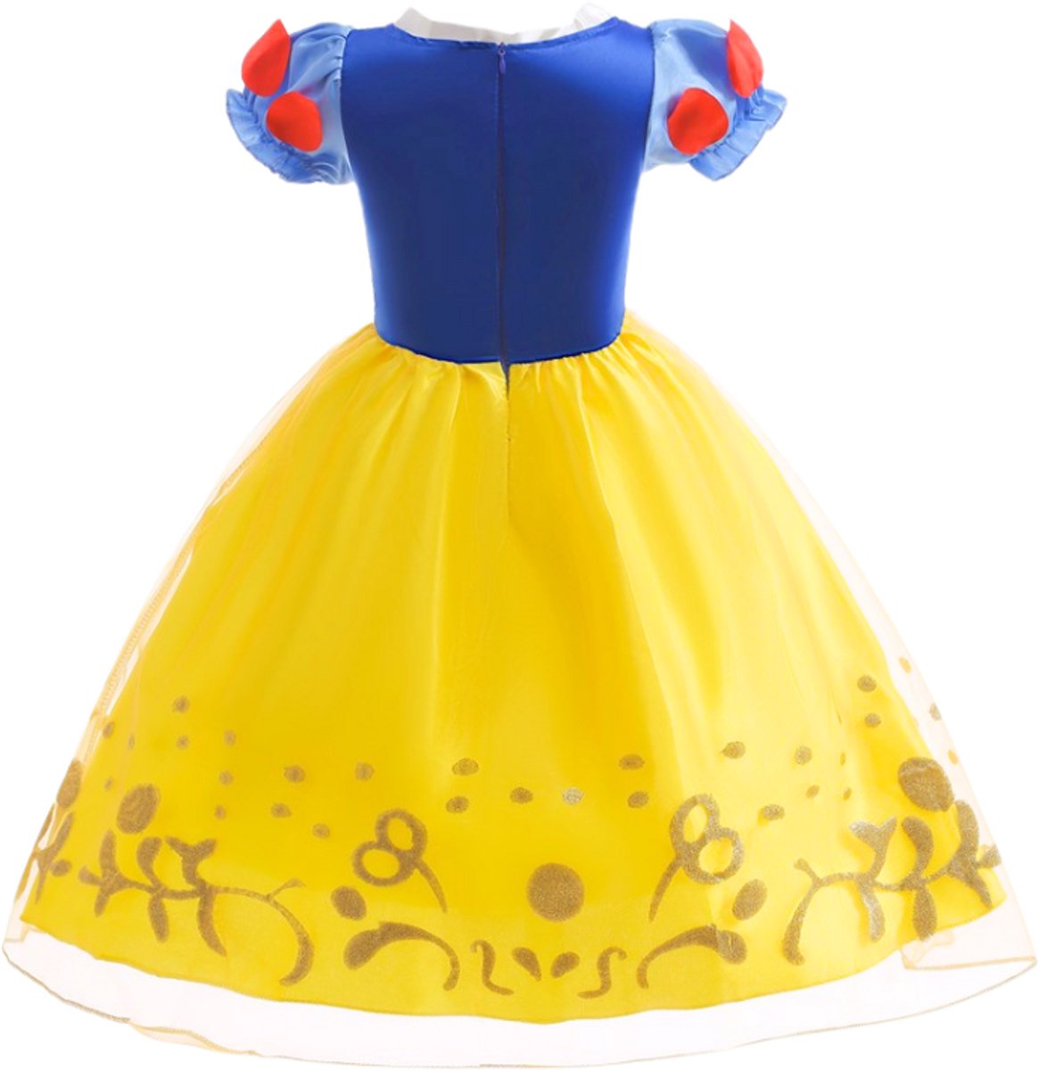 Joya Kids® Sneeuw Prinses Verkleedjurk Meisjes | Prinsessenjurk Blauw en Geel met Accessoires | Kroon, Staf, Handschoenen & Sieraden | Verkleedset Prinses Meisje | Carnaval & Verjaardag | — afbeelding 5