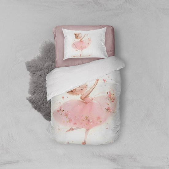 Housse de couette Kinder Eleganzzz Ballerine - Pink - 140 x 200/220 cm - Housse de couette Enfants - Micropercal - Simple