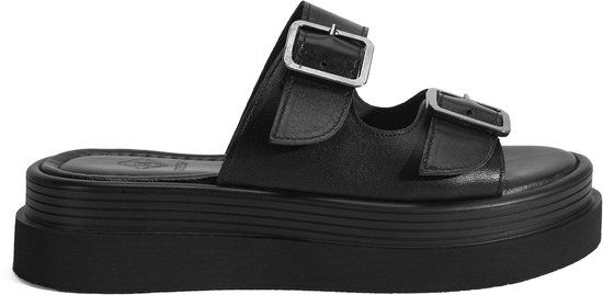 DESA Pantoufles Cuir Noir Femme Astuce de chaussure: ouvert Taille: 38 EU