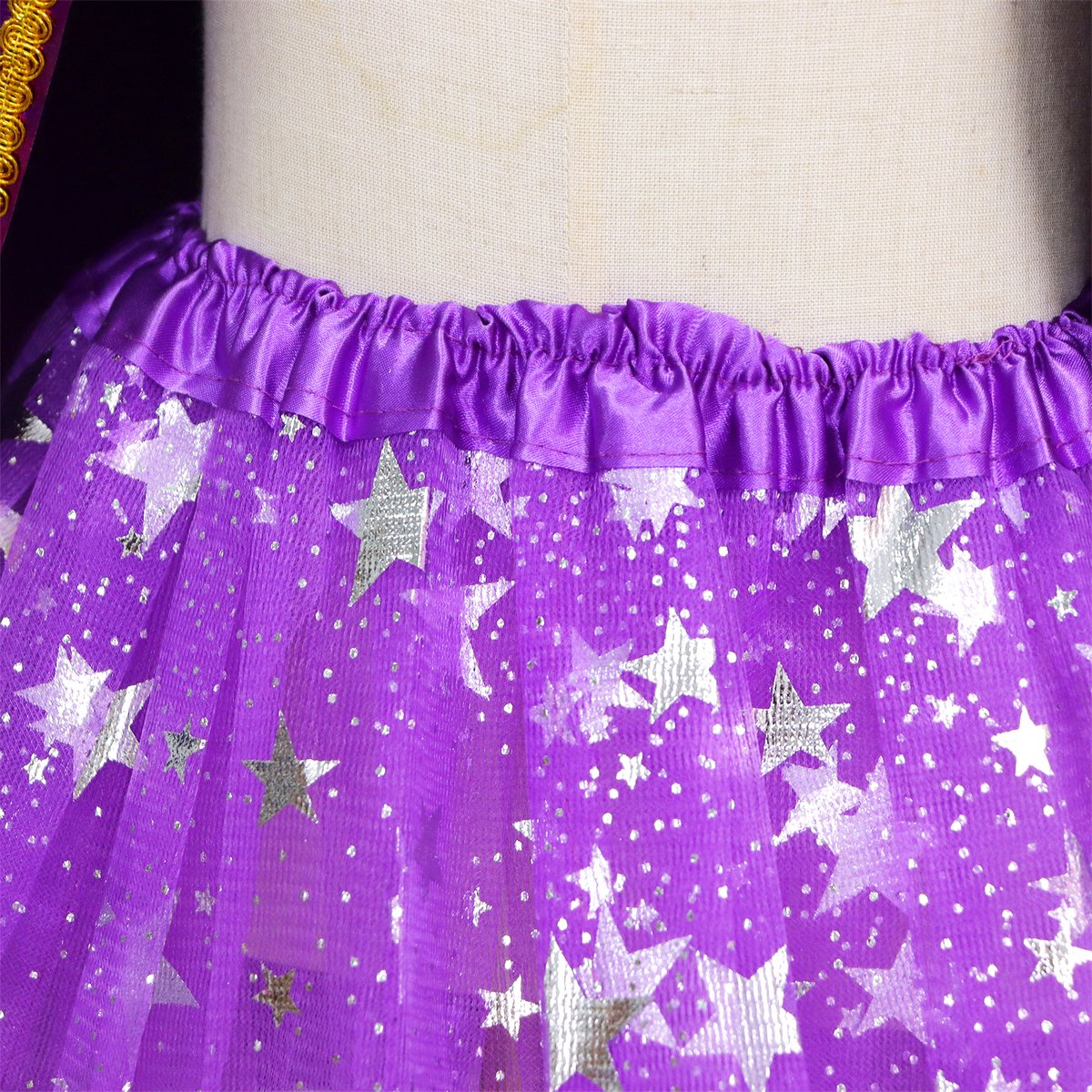 Joya Kids® Verkleedset Meisje | Superhelden Outfit Kind | Tutu Rok + Metallic Cape + Masker | Superheldin Ster | Prinses | Meisje Verkleedset | Prinsessencape | Carnaval | Verkleedkleding 3-delig | Paars — afbeelding 3